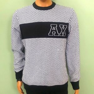 Armani Exchange Men's White Geometric Crew Neck Pullover Sweater Sz M